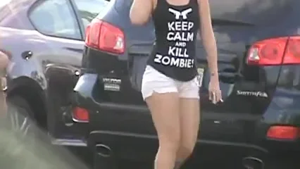 Candid Ass in short tight shorts