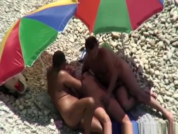 Threesome in nudist beach