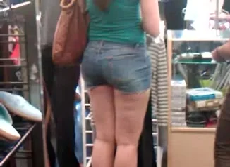Booty and Long Legs in Jeans Shorts