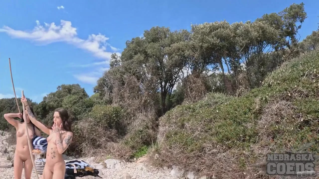 Beach Day Afternoon With Gabriela Lati And Dora Playing Games Naked Outdoors Eating And Fingering