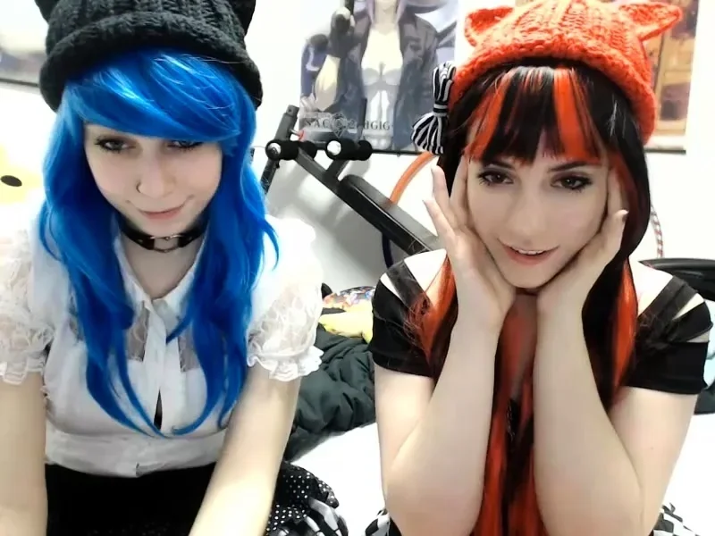 Two teen lesbian playing with each other on webcam