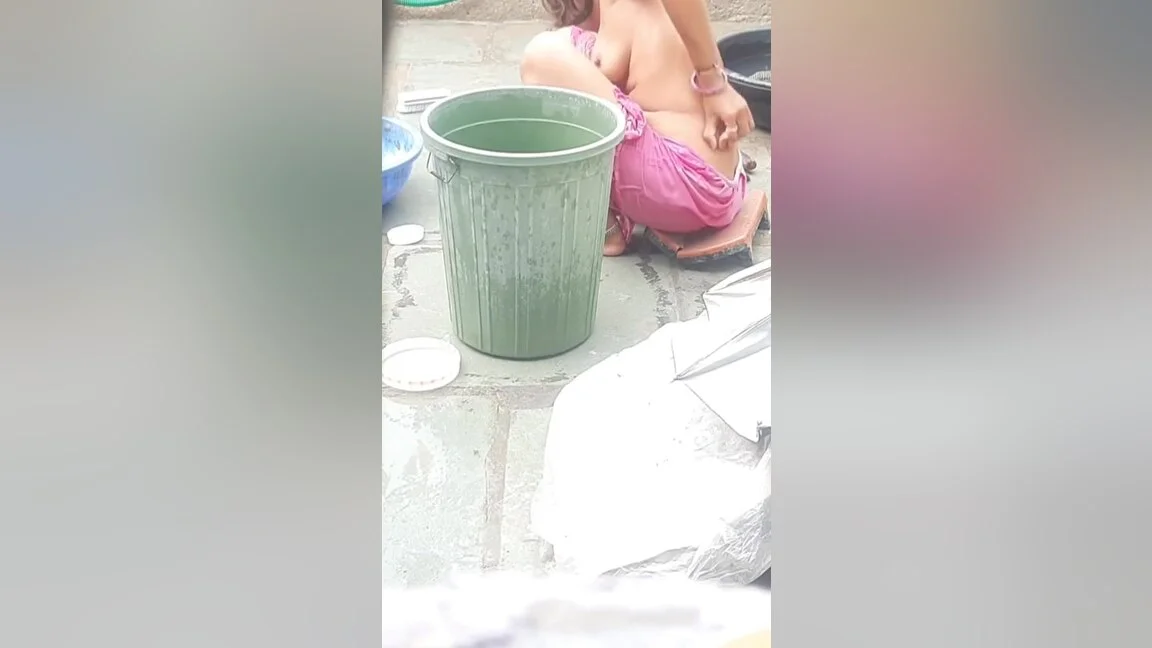 Saw Stepsister Bathing In The Open, Stepsister Looked Very Hot