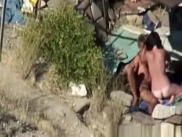 Skinny couple hard fuck at beach