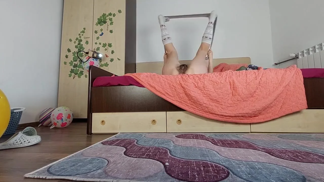 Sexy Wife Does Yoga Naked. Sexy Hairy Brunette, Big Tits, Big Ass