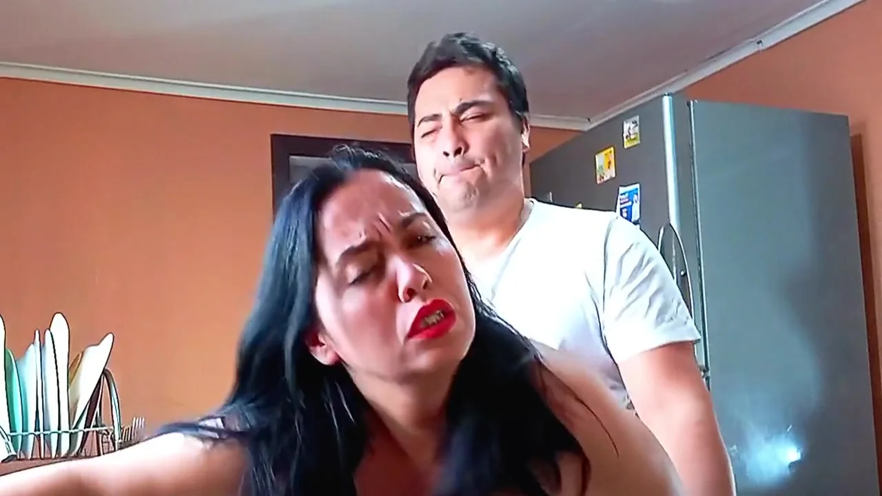 Fucking My Stepmom In The Kitchen Topless And Moaning Loudly