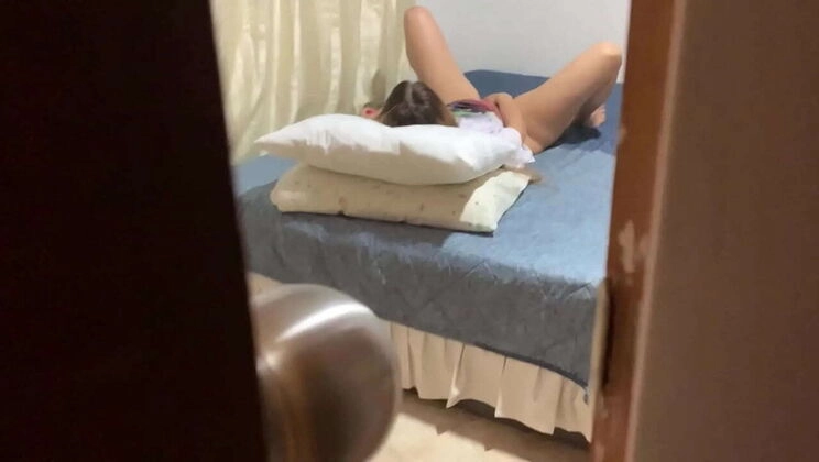 Stepbrother Spies on Stepsister Natasha Bull Masturbating with Dildo, Offers Real Cock Instead