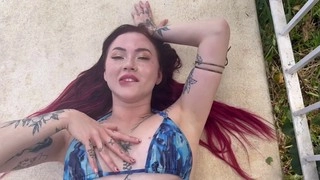 Eva Ray's sensual outdoor adventure: Intense pleasure captured in her beautiful agony