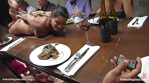 Charley Chase In Bound Slave Laid On Dinning Table