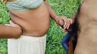 Sexy Indian school girlfriend's boyfriend enjoy steamy outdoor sex in the jungle with Hindi audio
