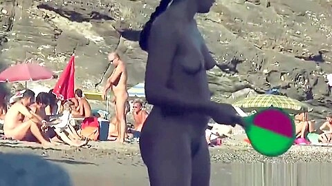 Big Oily ass curvy naked nudist milf beach voyeur spy