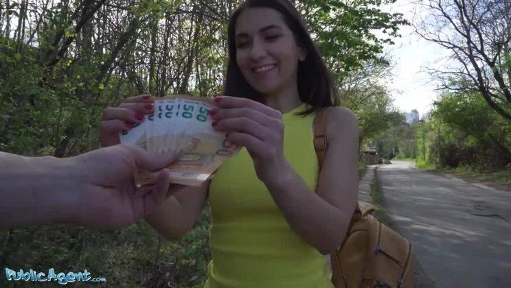Public Agent Italian Babe Moona Snake in a Tight Yellow Dress