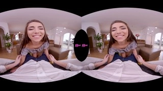 18VR.com VR porn video: Little Candy and Kandy Kors cuckold your wife with hot blowjob and anal action