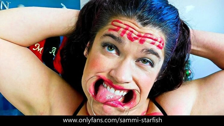 Stupid Feminist MILF Sammi Starfish Gagged and Facialed in Ahegao Scene
