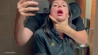 Risky restroom romp with a McDonald's worker after a Fanta mishap - Eva Soda