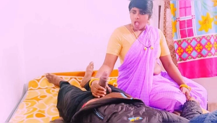 Telugu Stepmom Fucks Step Son Hard with Big Long Dick - Dirty Talk & Saree Aunty Action