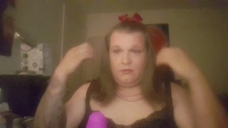 Rachel Bunnie - Sissy housewife loves solo masturbation with shemale toys