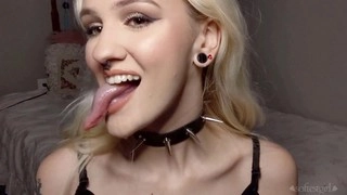 Pierced nose septum, spit pov vore, long tongue fetish