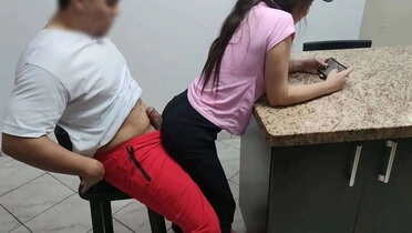 My Stepdaughter Sits on My Lap, I Hand Her My Phone to Play, but Accidentally My Dick Stands Up