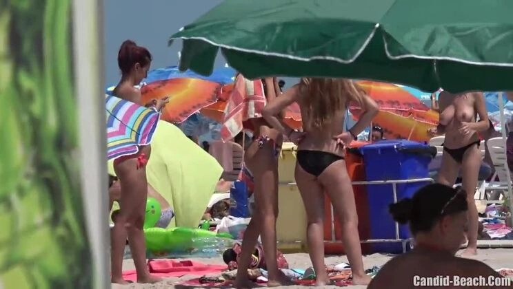 Big Tits Topless Horny teens Beach Voyeur Bikini HD Video Spycam