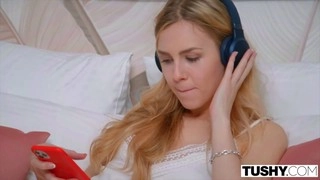Alecia Fox, the horny blonde college girl, enjoys intense anal with her handsome neighbor Oliver Trunk