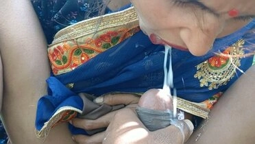Desi Bhabhi Seema Presses Boobs and Swallows Cum in Mouth