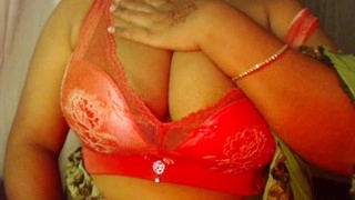Sexy babe undresses and reveals her bare breasts and pussy in a seductive show