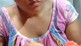 Juicy housewife gets kinky -- Seductive Indian wife from Bali devours watermelon and gets intimate! Pleasure the wife by eating watermelon