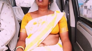 Hot Indian housekeeper enjoys car sex during a long drive with owner and indulges in naughty chat in Telugu - Part 1