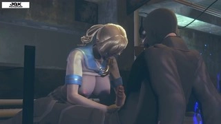 Erotic animation featuring a busty character pleasuring a massive cock with creampie explosion as she moans passionately