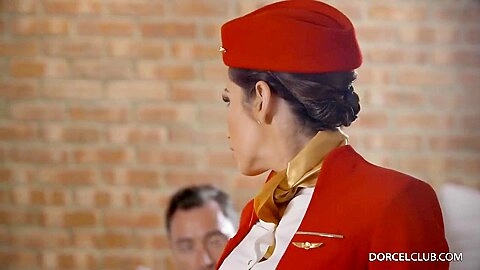 Strict Stewardess Clea Gaultier Helps Her Horny Captain