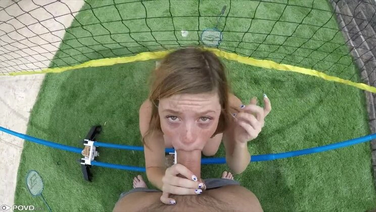 Winsome bald teenage tart Mia Collins is making a best blowjob of my life out-of-doors