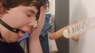 Skilled cocksucker takes on a huge toy - Time to upgrade to a bigger fucktoy!