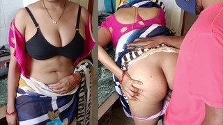 Brother-in-law fucks sister-in-law in standing doggy-style in kitchen special scene