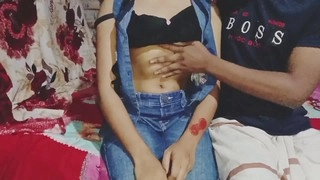 Teenage schoolgirl experiences first-time sexual encounter with her boyfriend
