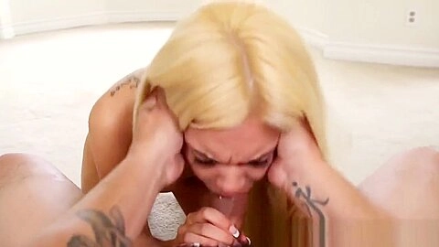 Blonde sex addict Mila Blaze gives some sloppy head