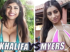Mia Khalifa vs Violet Myers: Round Two - Big Tits, Big Ass, and Creampie Action