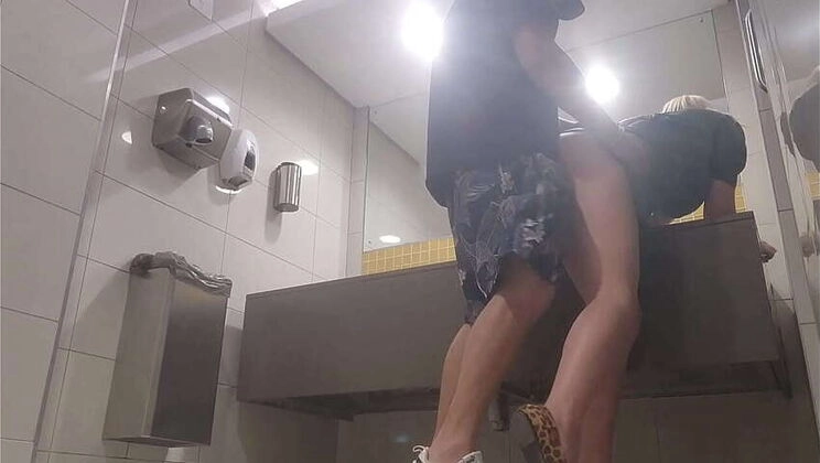Catching Redsparow and Pssygalore691's public bathroom tryst in the mall while wife shops