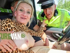 Busty Mature Pornstar Gabriella Gold Fucks Police Officer in Van - Sloppy Blowjob & Doggystyle
